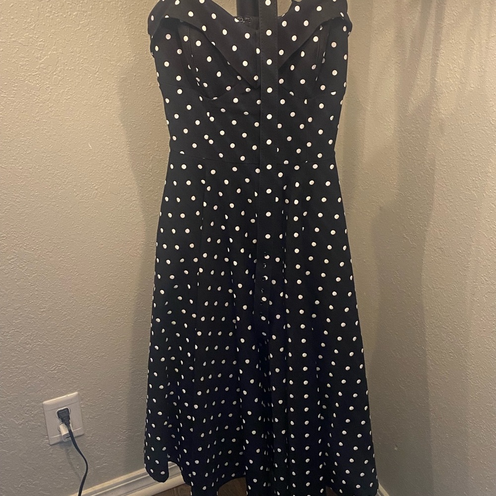 Vixen by Micheline Pitt Maneater Swing Dress Black Polka Dot